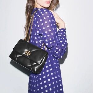 Tory Burch Small Kira Diamond Quilt Shoulder Bag Black